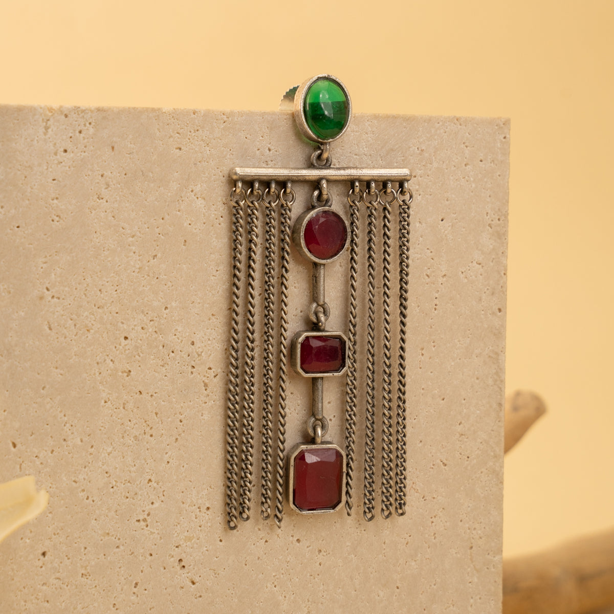 WILLOW FAUX SILVER  SEMI HANDMADE RAW AND RUSTIC EARRINGS ER904