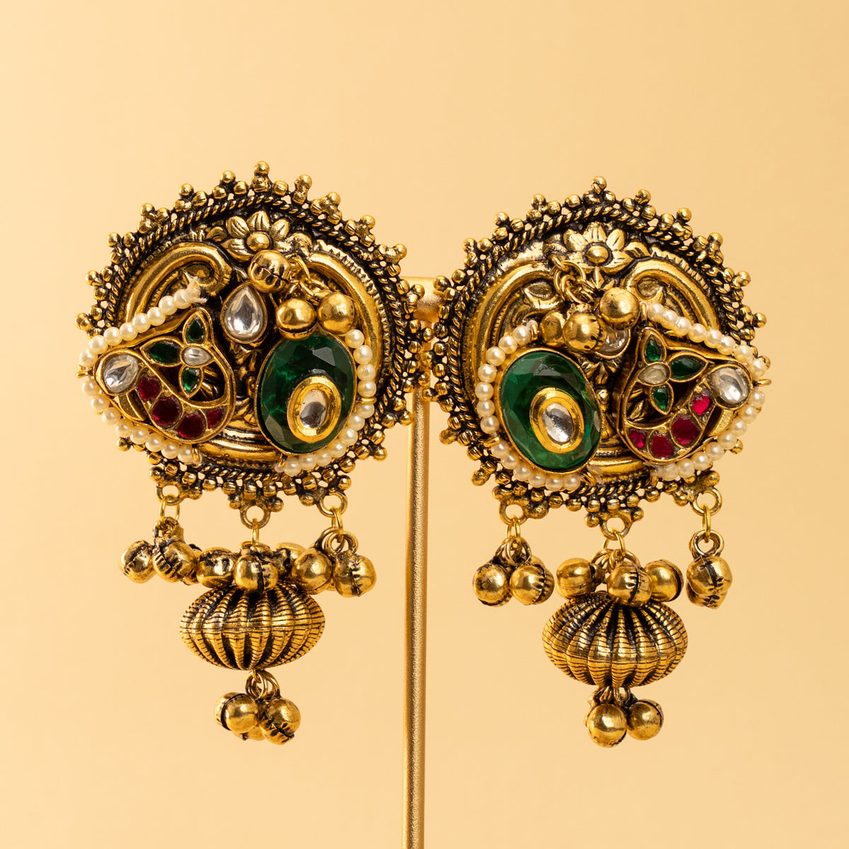 DELILAH GOLD TONED HANDMADE HAND HAMMERED EARRINGS ER927