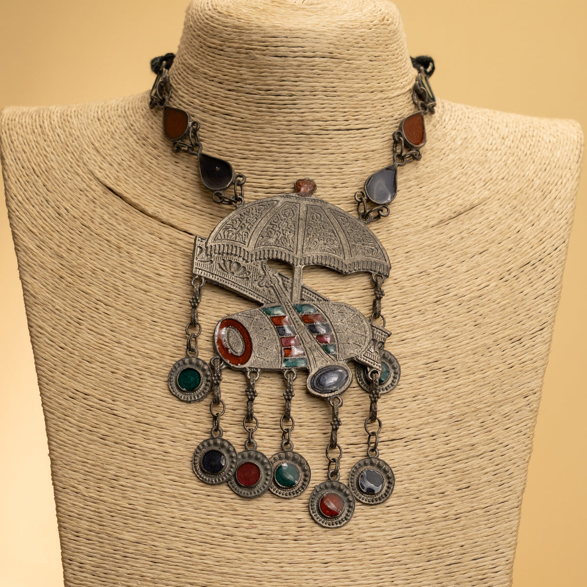 HAZEL AFGHANI MEENA BLACK POLISH MALA/ NECKPIECE ML199