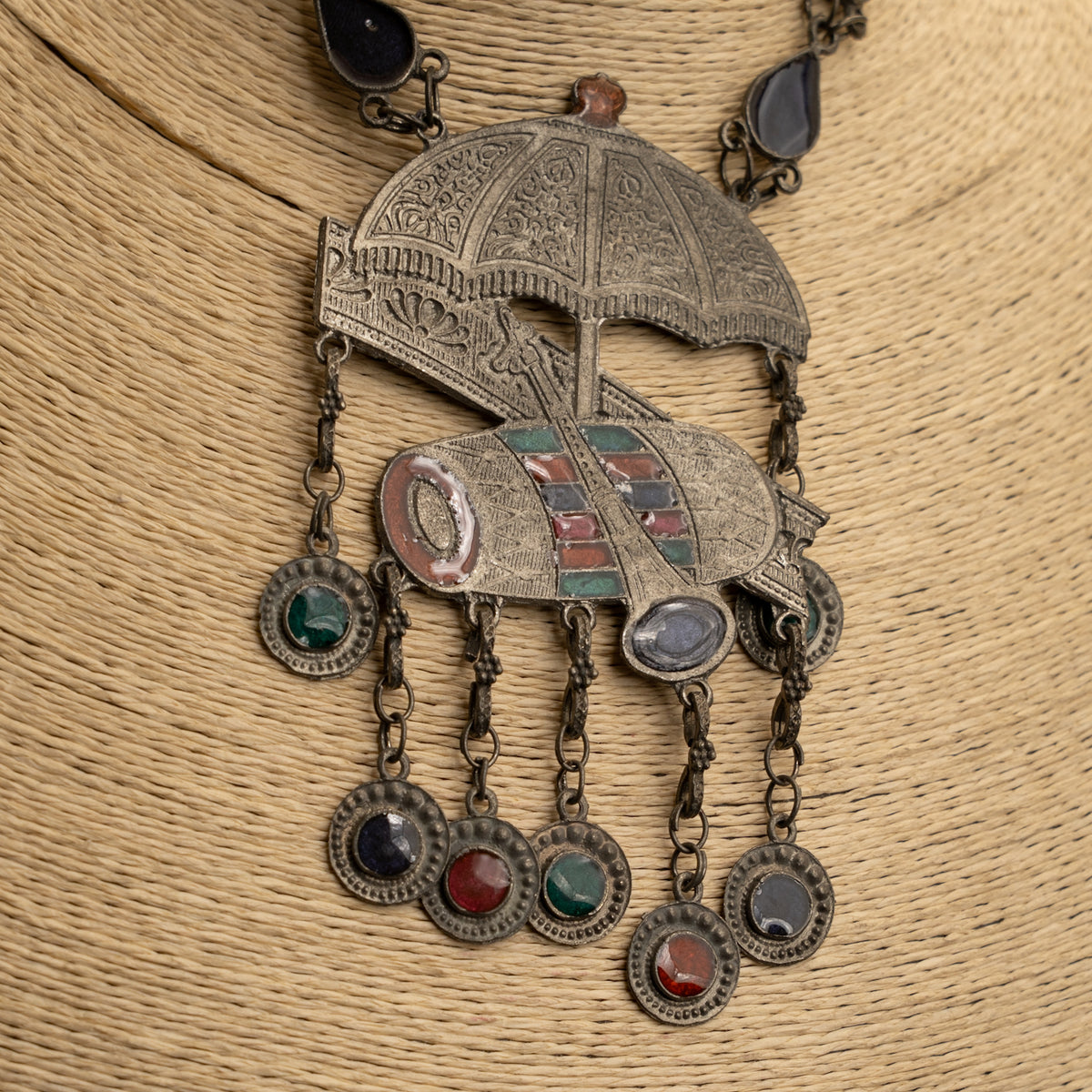 HAZEL AFGHANI MEENA BLACK POLISH MALA/ NECKPIECE ML199