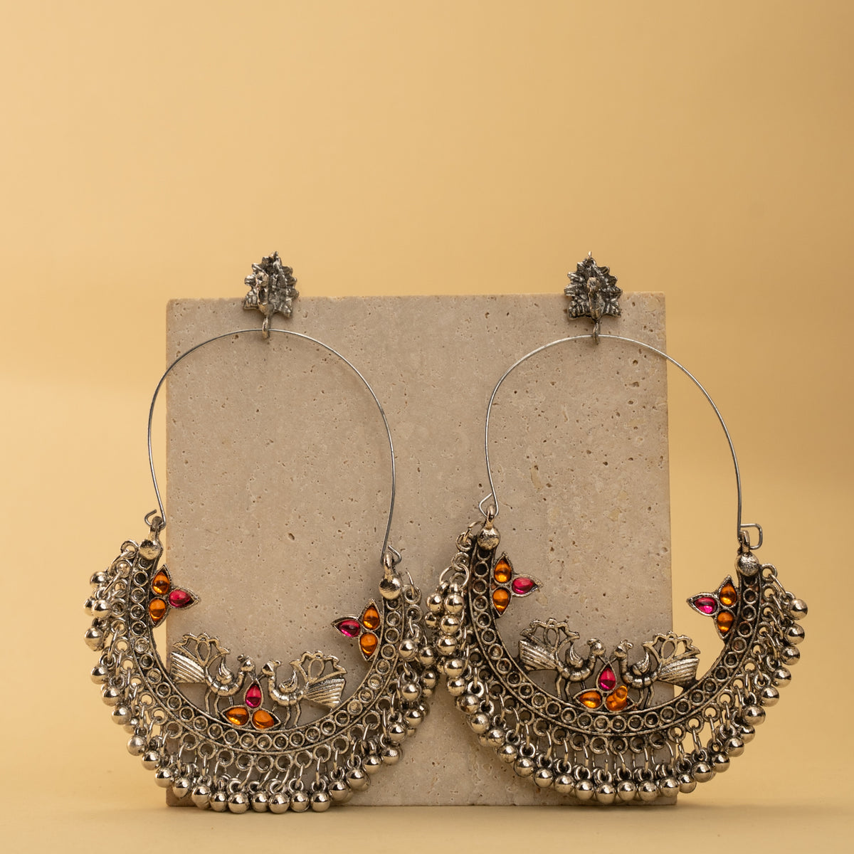 MORGAN BLACK POLISH MALA/NECKPIECE WITH CHANBALI EARRINGS ML167