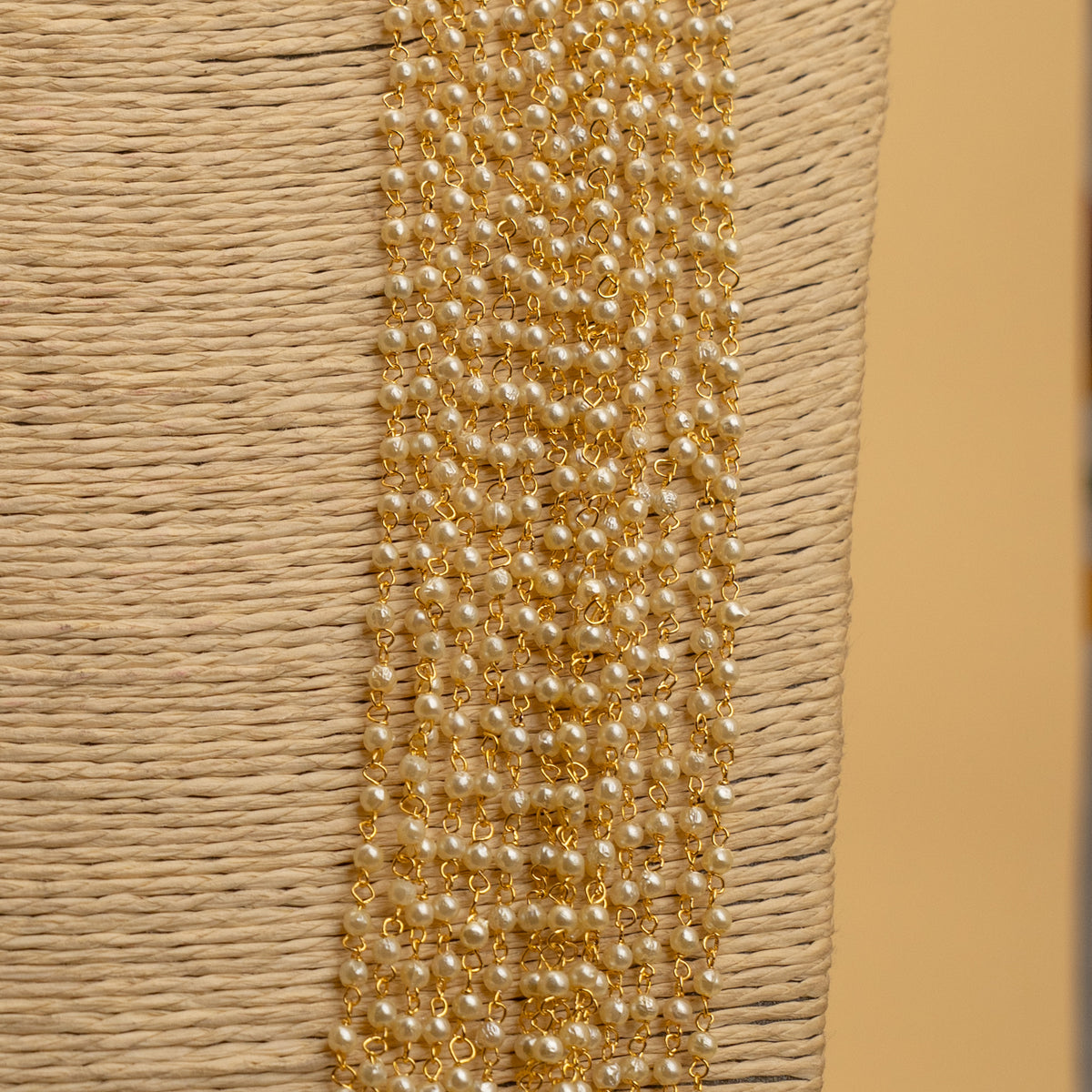 LEAH PEARL LAYERED HANDMADE GOLD TONED  MALA/ NECKPIECE  ML63