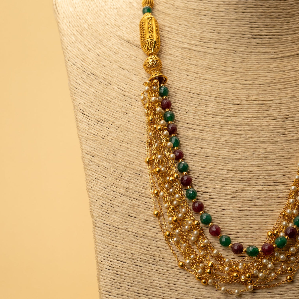 CAMILA PEARL LAYERED GOLD TONED MALA/ NECKPIECE  ML64