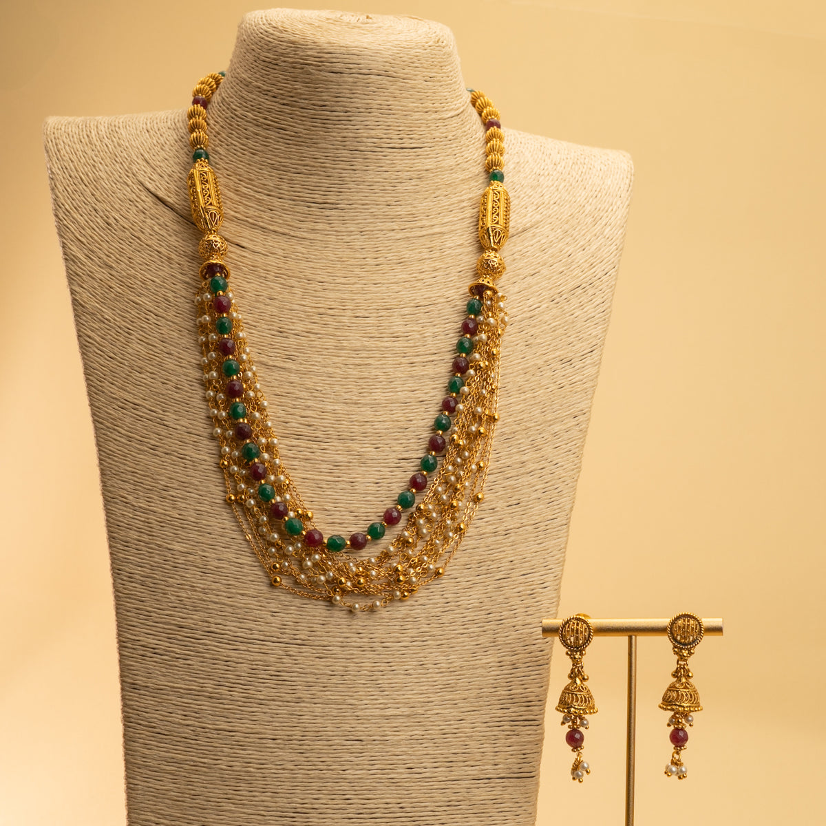 CAMILA PEARL LAYERED GOLD TONED MALA/ NECKPIECE  ML64