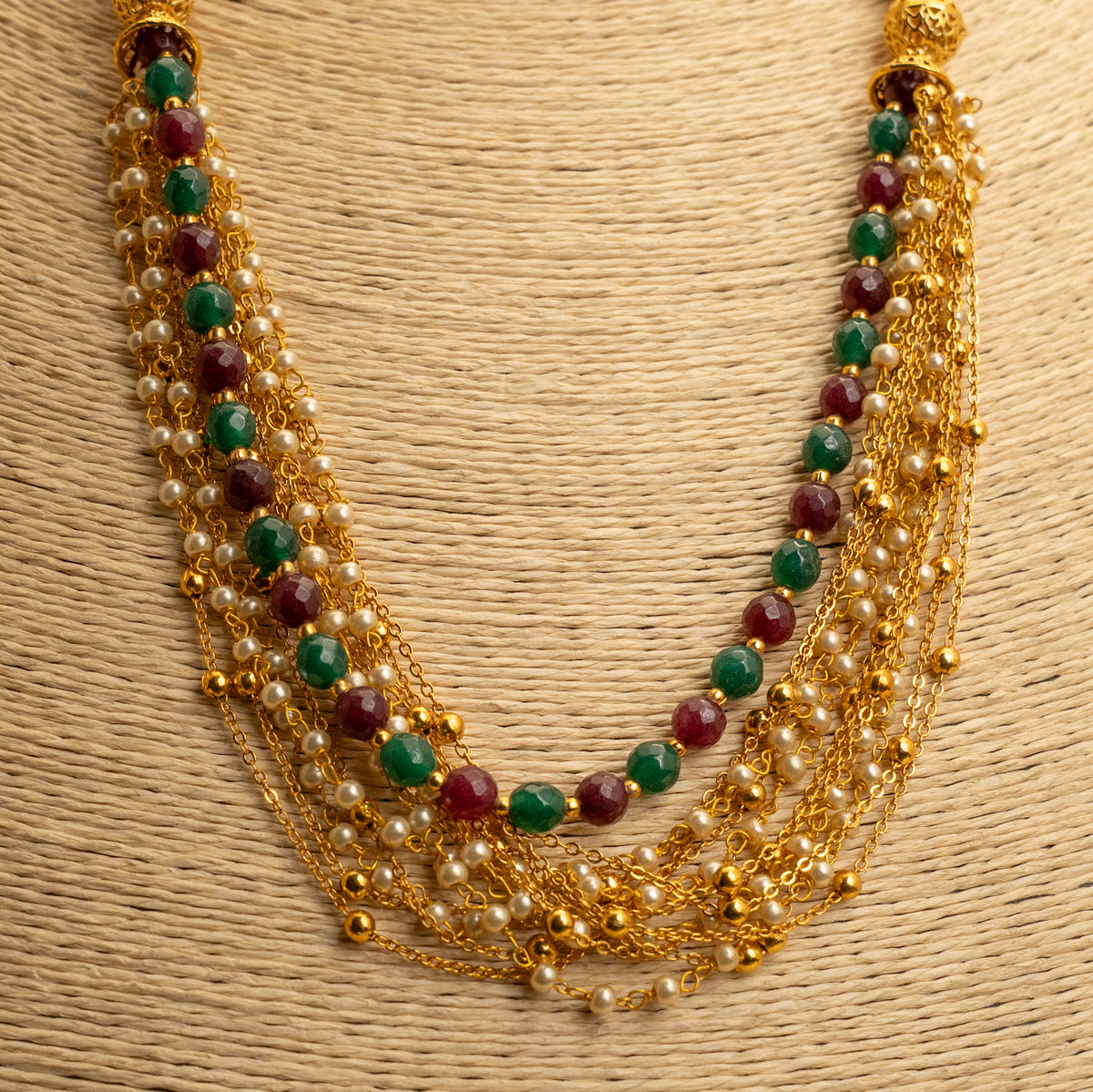 CAMILA PEARL LAYERED GOLD TONED MALA/ NECKPIECE  ML64