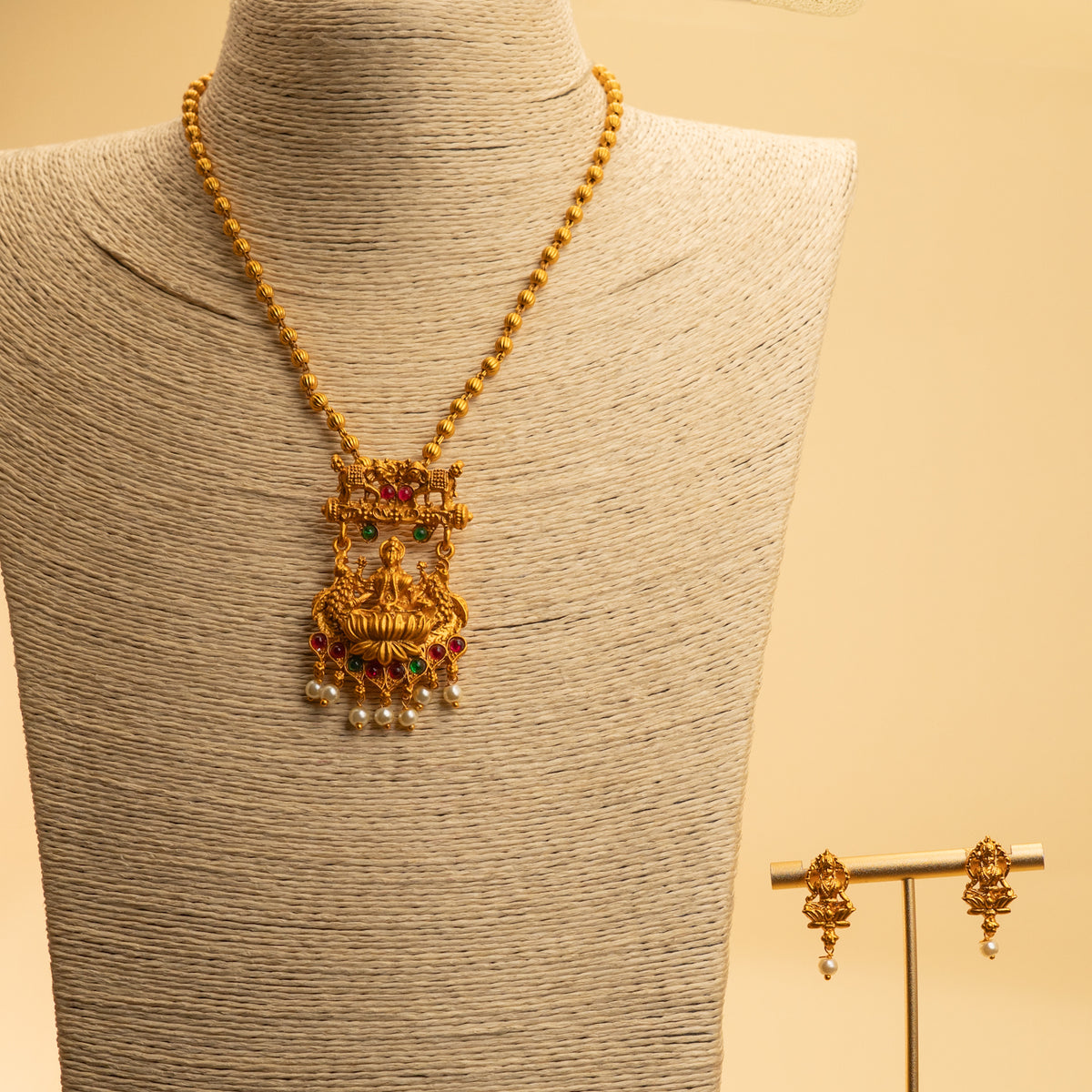 YASHIKA GOLD TONED TEMPLE MALA/ NECKPIECE  ML66