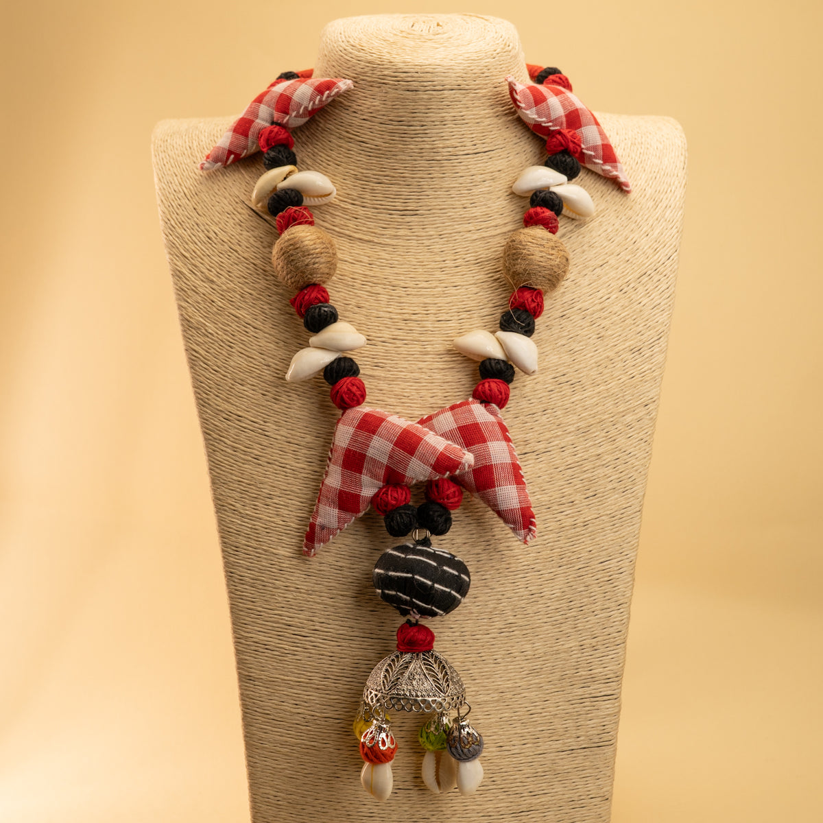 RITHU FABRIC AND BEADS HANDMADE AND HANDSTICHED MALA/ NECKPIECE ML88
