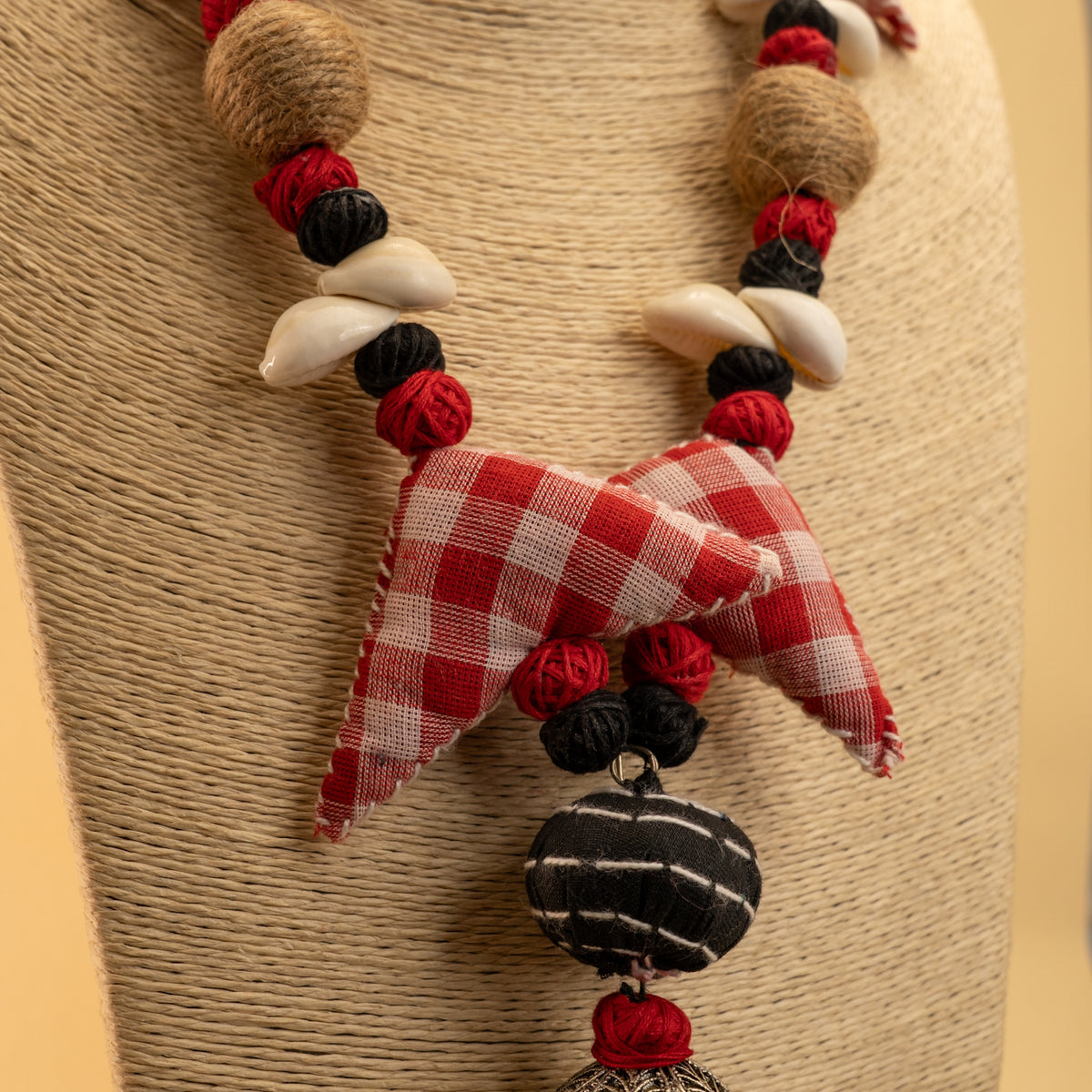 RITHU FABRIC AND BEADS HANDMADE AND HANDSTICHED MALA/ NECKPIECE ML88