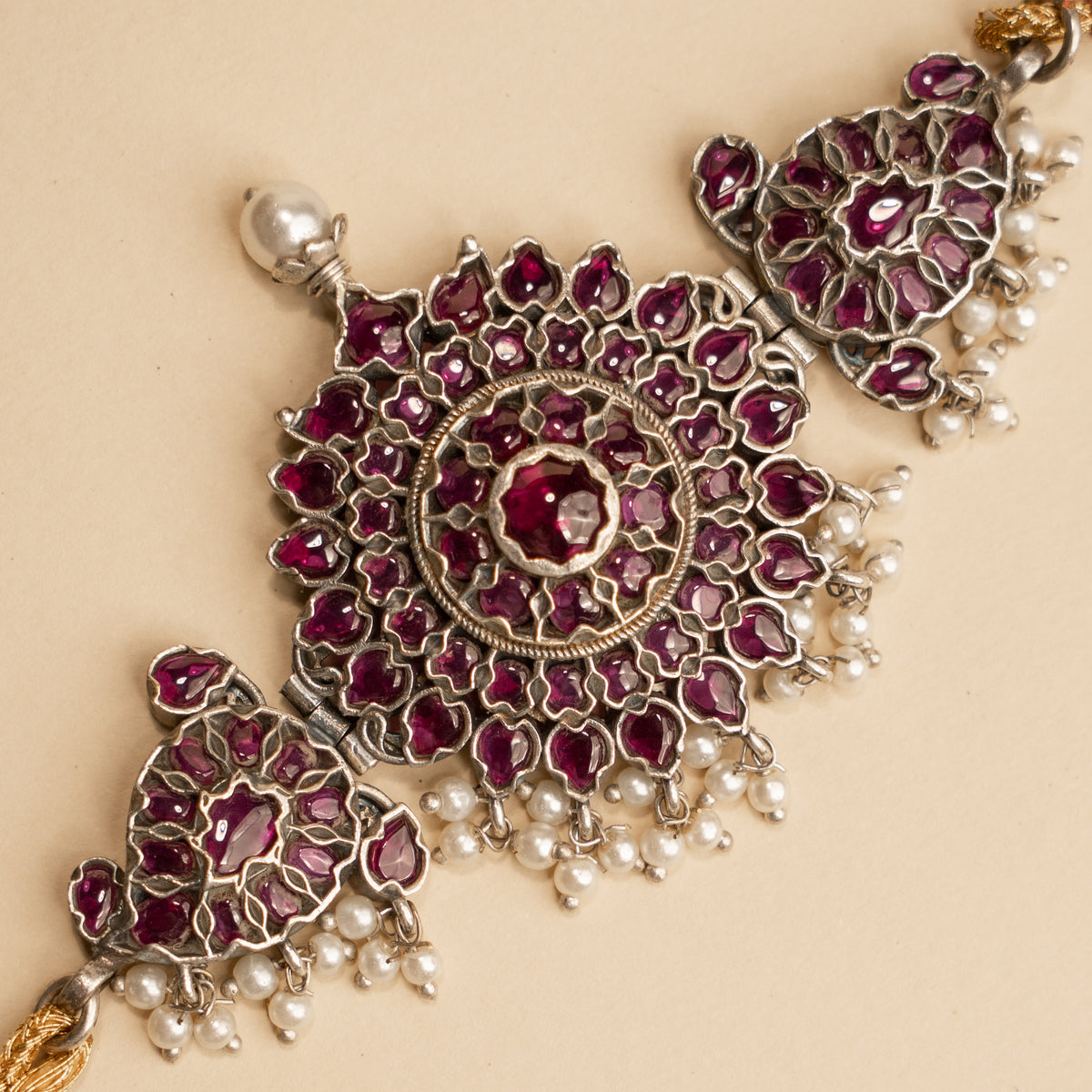 ELEAN PREMIUM KEMP STONE HANDMADE RAW FIRE FINISH CHOKER WITH EARRINGS CH127