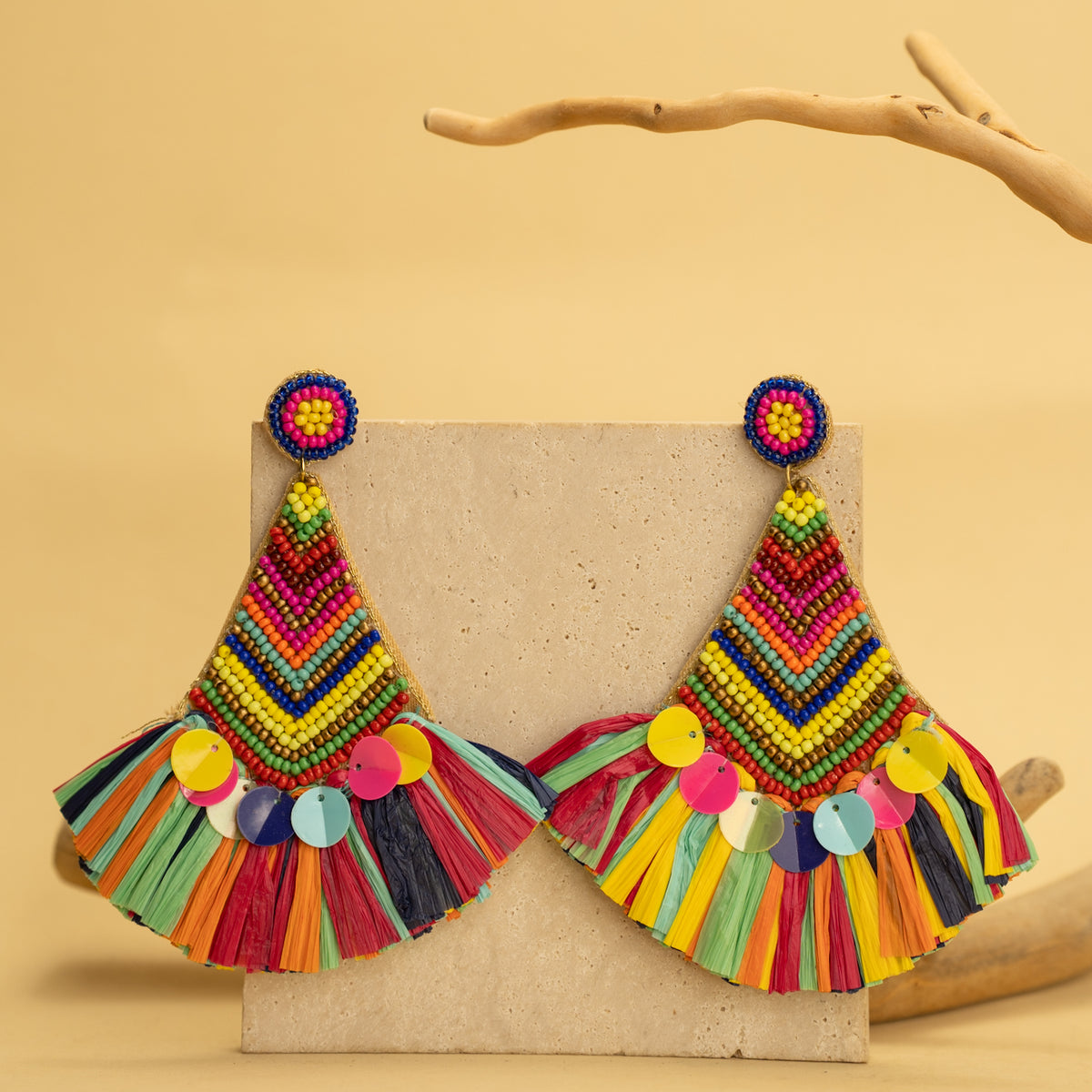 PRADE FABRIC AND BEADS HANDMADE EARRING ER476