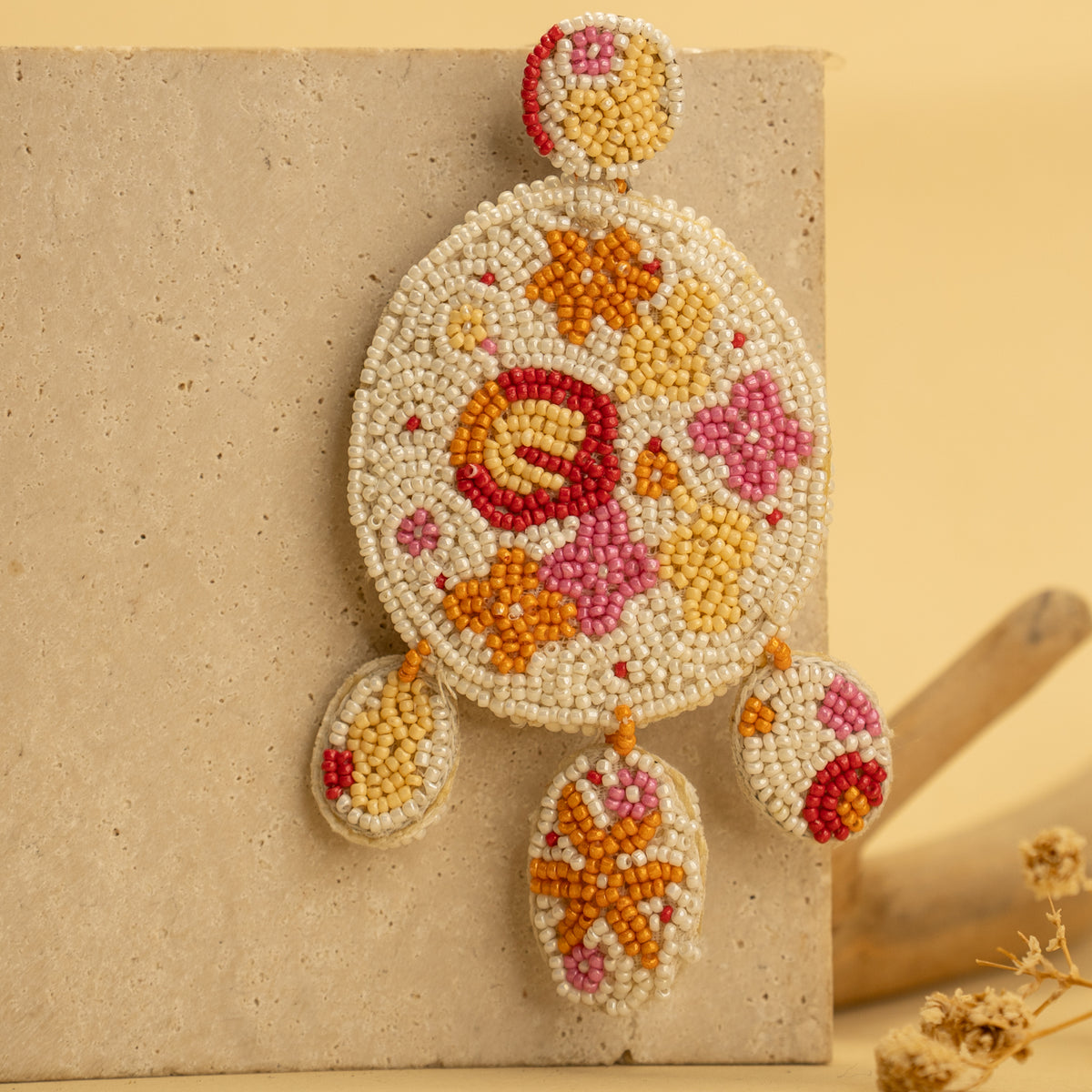 BEADED BUBBLES FABRIC AND BEADS HANDMADE EARRING ER479