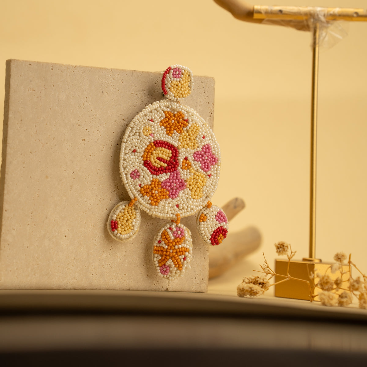 BEADED BUBBLES FABRIC AND BEADS HANDMADE EARRING ER479