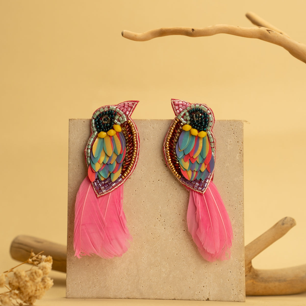 SPARROWETTE FABRIC AND BEADS HANDMADE EARRING ER475