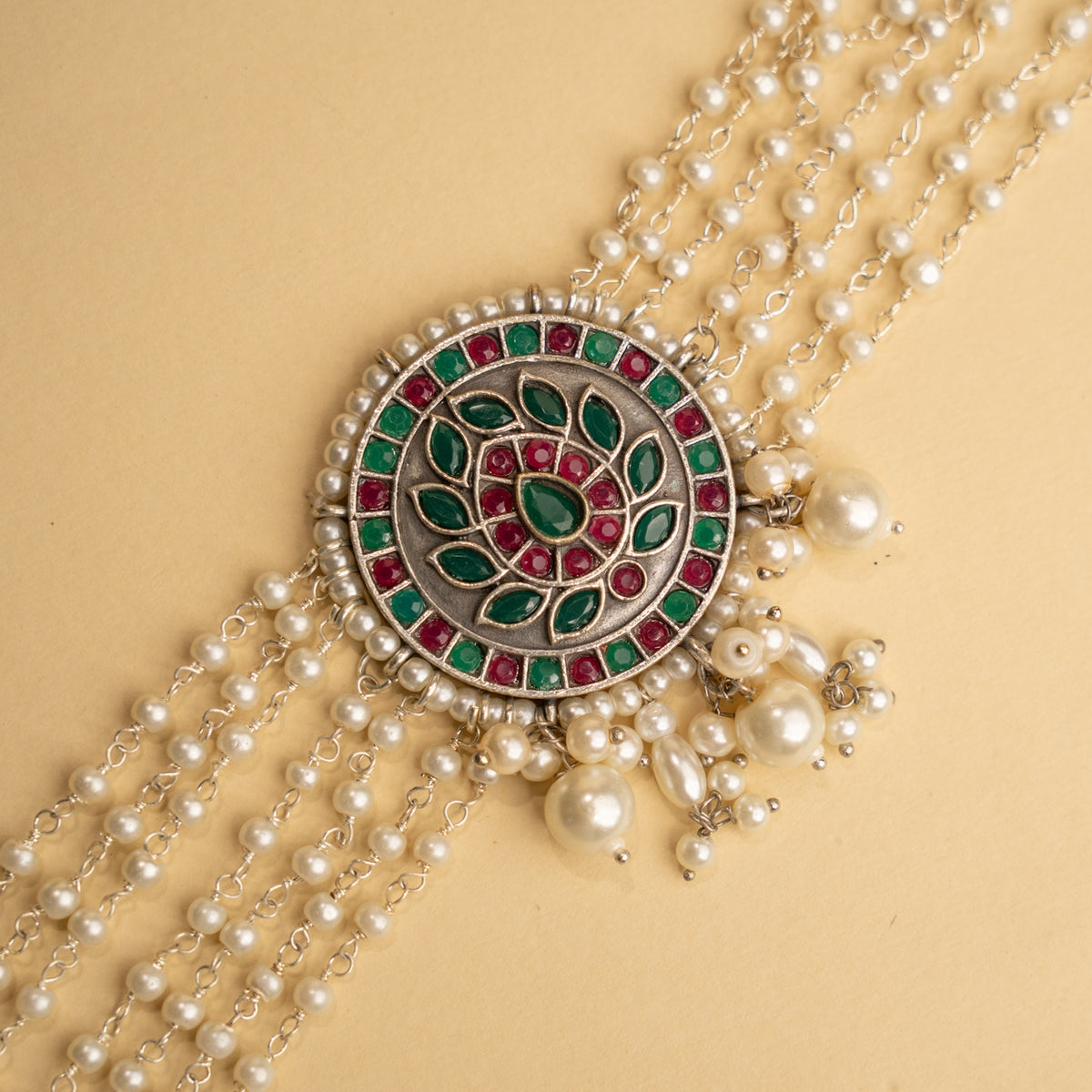 AALIA BIJOUX PREMIUM AND EXCLUSIVE RUSTIC FINISH SEMI HANDMADE CHOKER WITH EARRINGS CH132