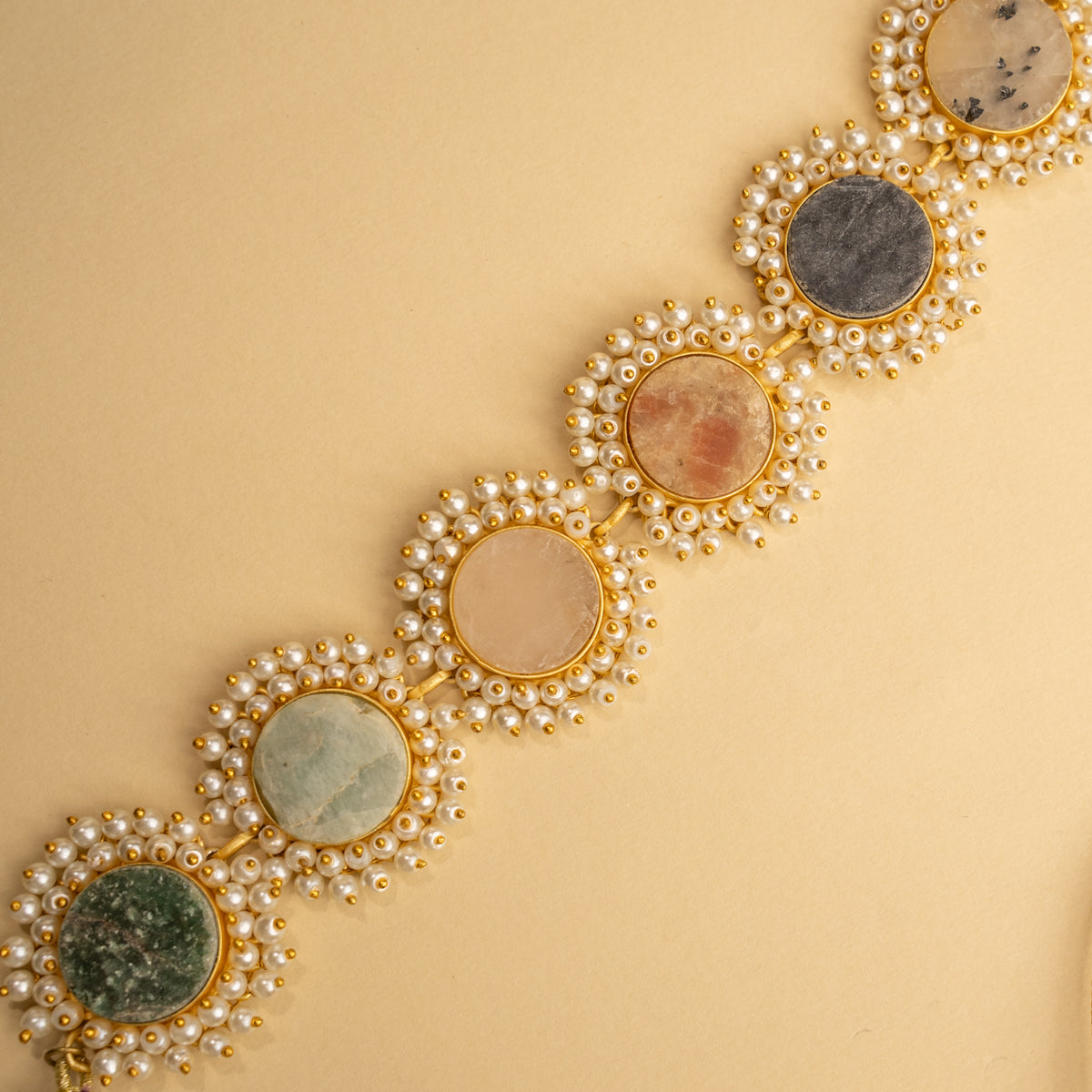 CORA RAW STONE PEARL WORK HANDMADE CHOKER WITH EARRINGS CH206