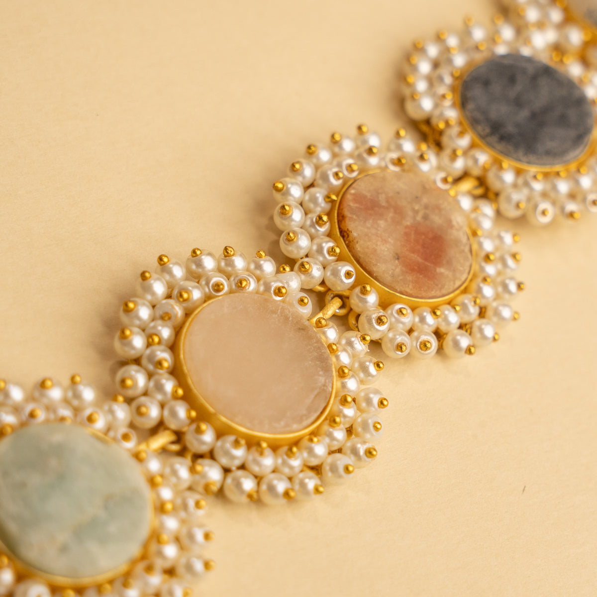 CORA RAW STONE PEARL WORK HANDMADE CHOKER WITH EARRINGS CH206