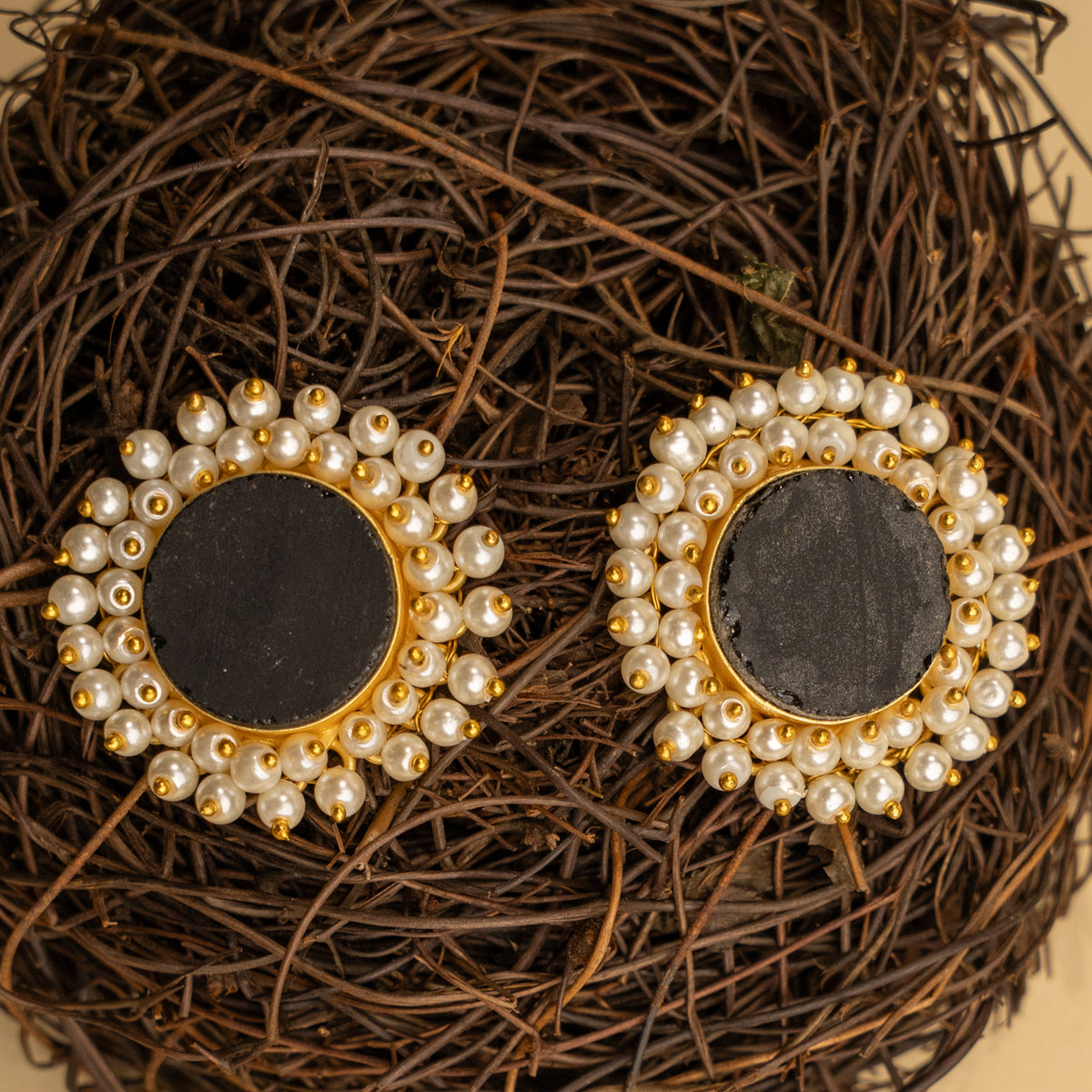 CORA RAW STONE PEARL WORK HANDMADE CHOKER WITH EARRINGS CH206