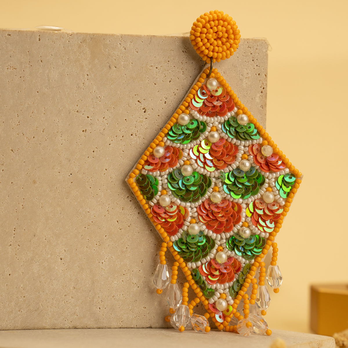 GRANI FANTASY FABRIC AND BEADS HANDMADE EARRING ER489