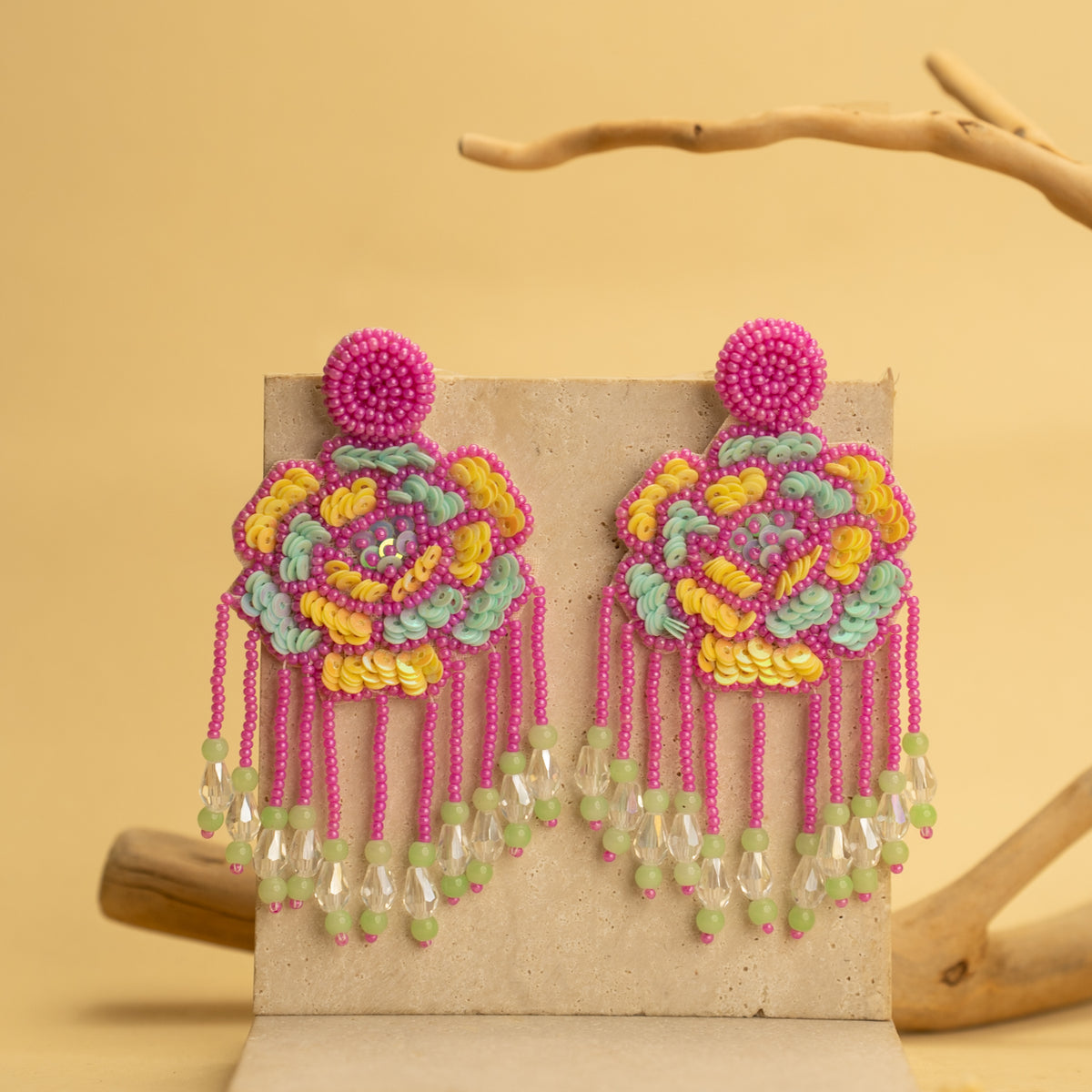 LYKA FANTASY FABRIC AND BEADS HANDMADE EARRING ER492