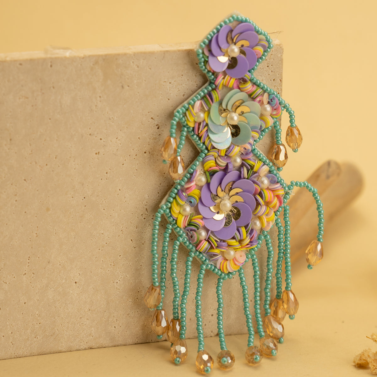 NILA FANTASY FABRIC AND BEADS HANDMADE EARRING ER490