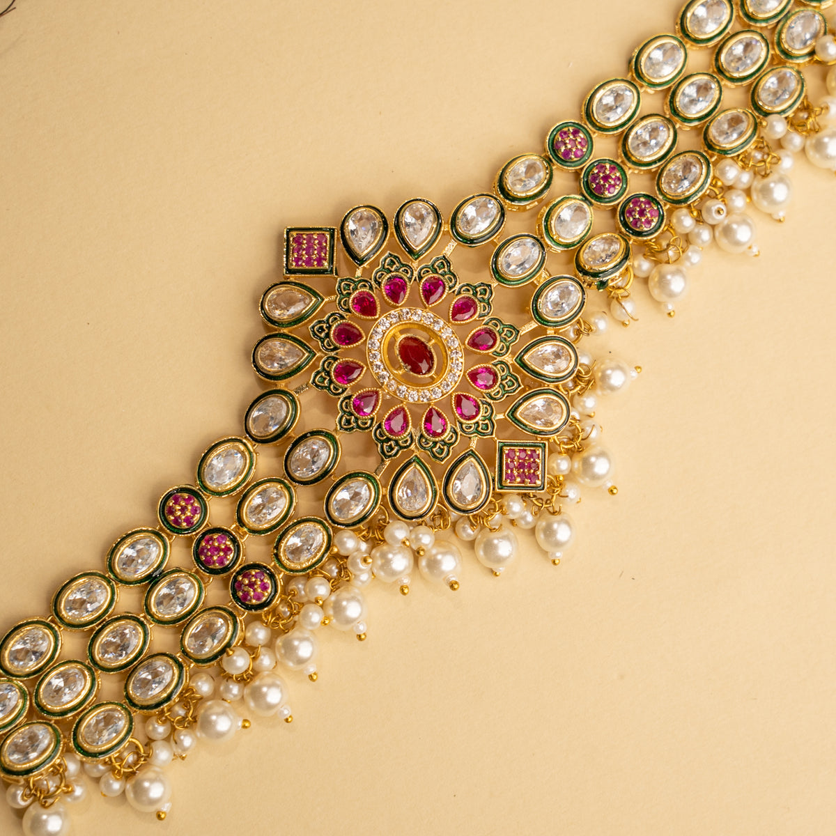 NIRANDHANA BIJOUX PREMIUM AND EXCLUSIVE SEMI HANDMADE CHOKER WITH EARRINGS CH365