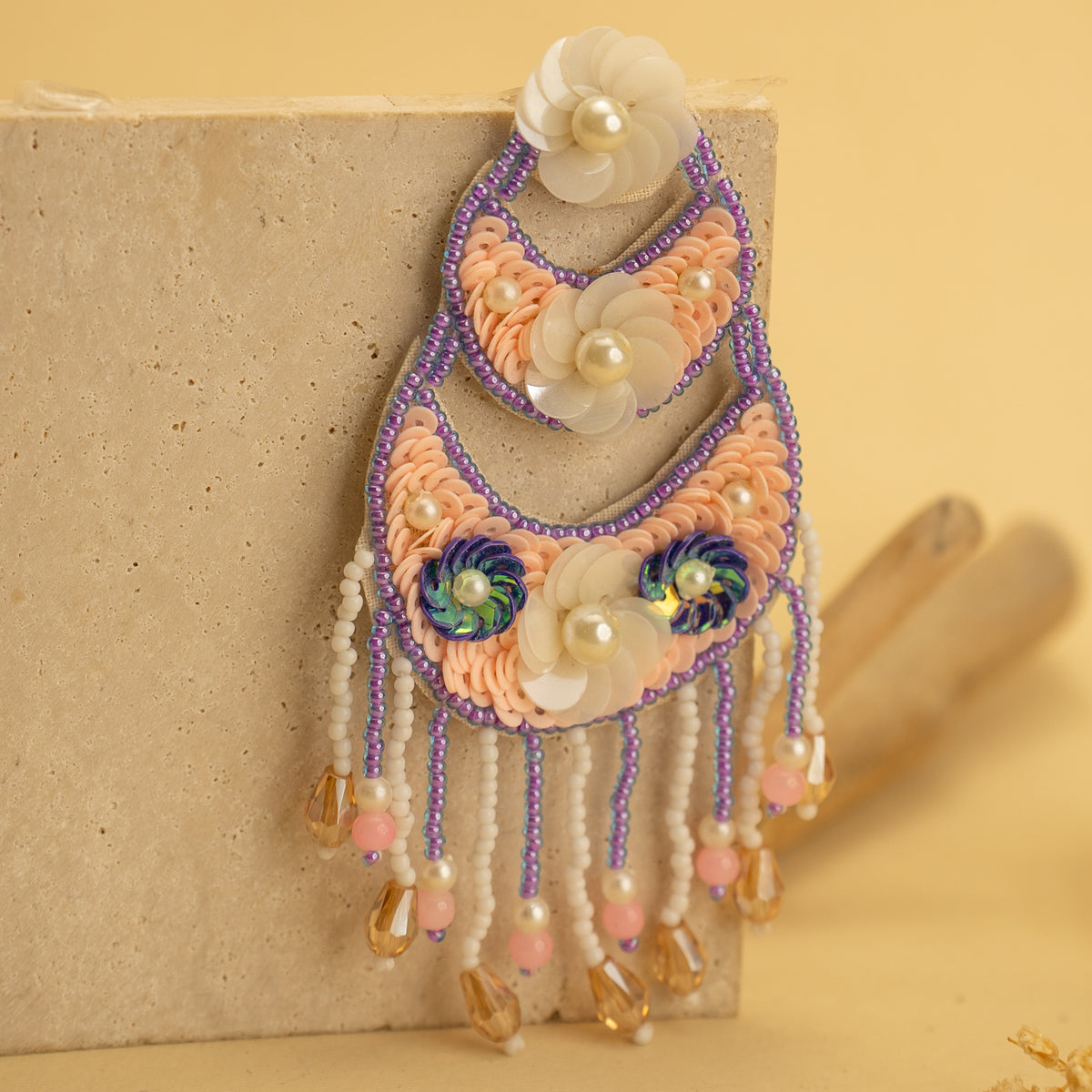 BATA FANTASY FABRIC AND BEADS HANDMADE EARRING ER487