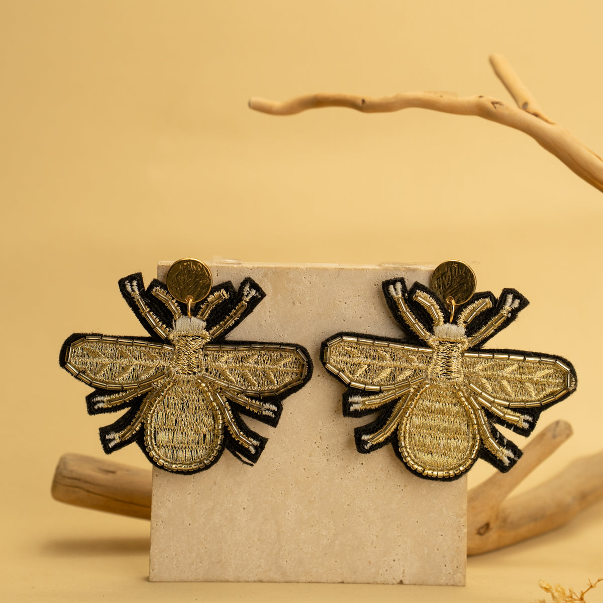 PAPILLON FABRIC AND BEADS HANDMADE AND HAND STITCHED EARRING ER483