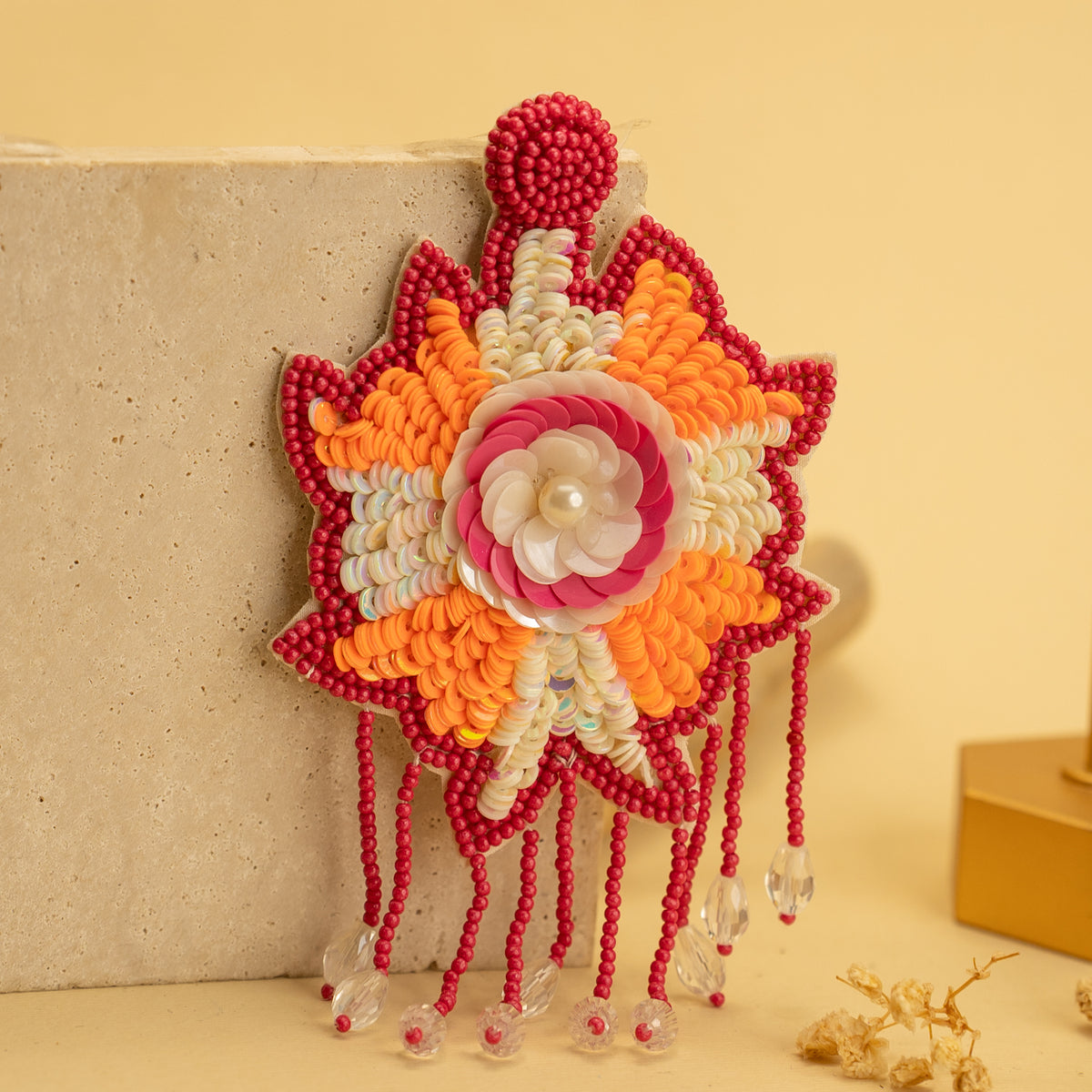 UNA FANTASY FABRIC AND BEADS HANDMADE EARRING ER488