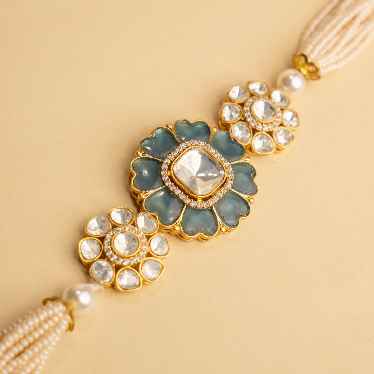 BINAL BIJOUX PREMIUM AND EXCLUSIVE POLKI HANDMADE CHOKER WITH EARRINGS CH205