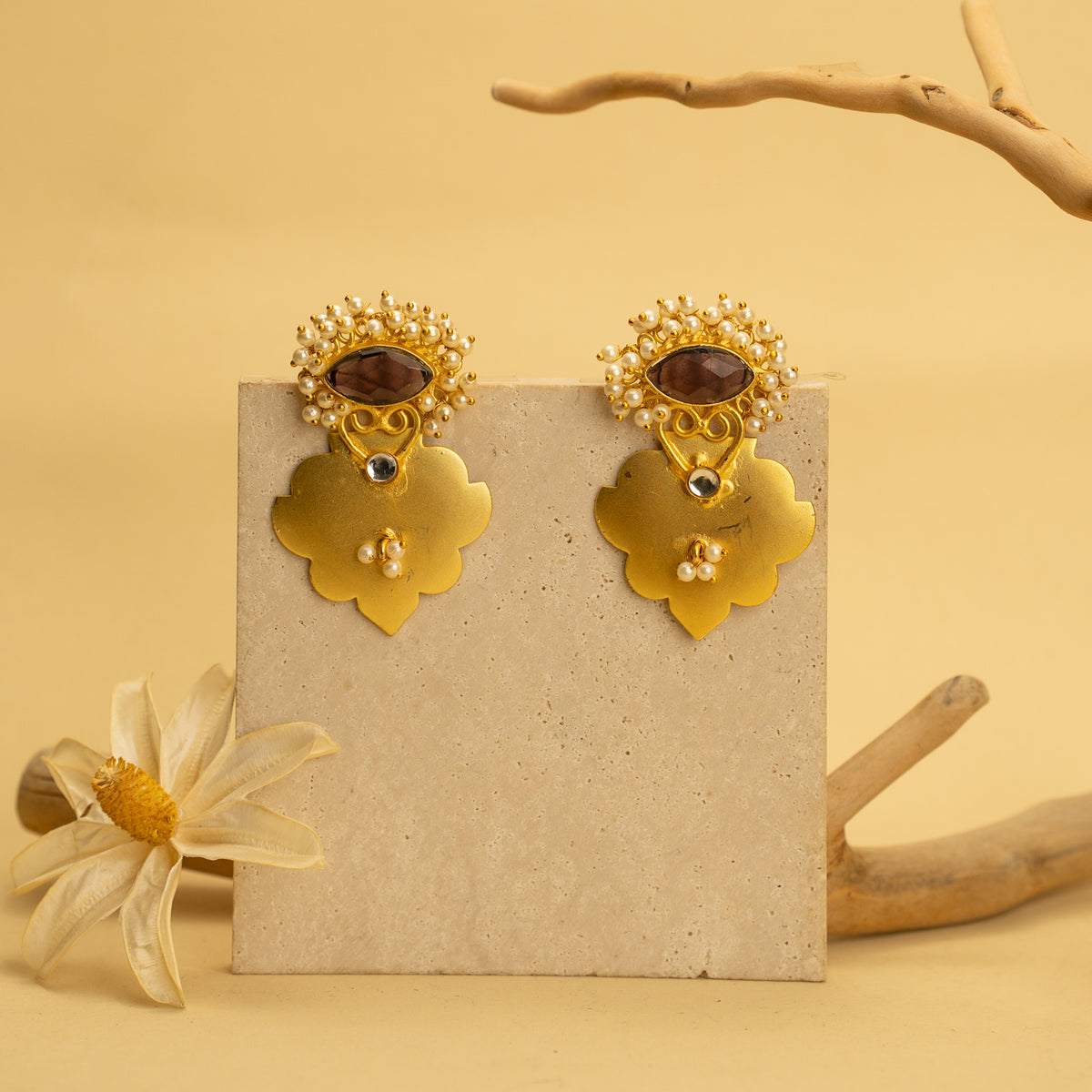 AAHANA RUSTIC AND RAW ANTIQUE FINISH HANDMADE NATURAL STONE EARRINGS ER468