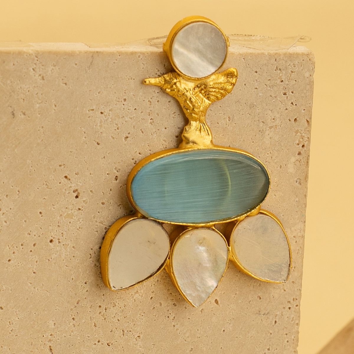 ARIA RUSTIC AND RAW ANTIQUE FINISH HANDMADE NATURAL STONE EARRINGS ER466