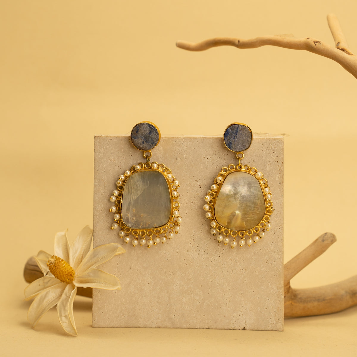 SAMAIRA RUSTIC AND RAW ANTIQUE FINISH HANDMADE NATURAL STONE EARRINGS  ER463