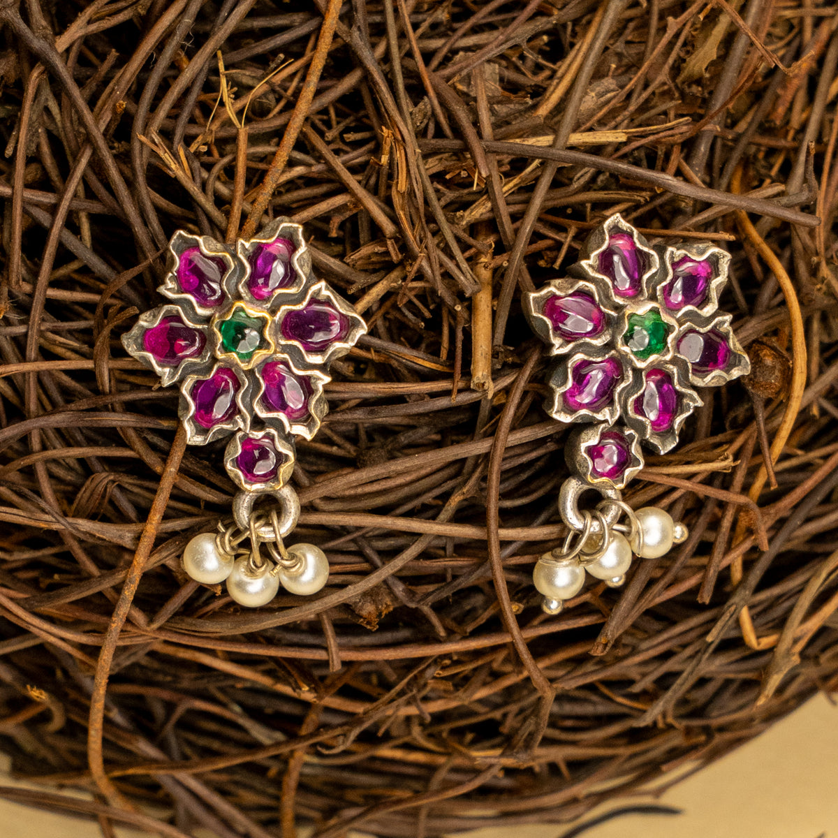 PAISLEY PREMIUM KEMP STONE HANDMADE  RAW FIRE FINISH  CHOKER WITH EARRINGS CH130