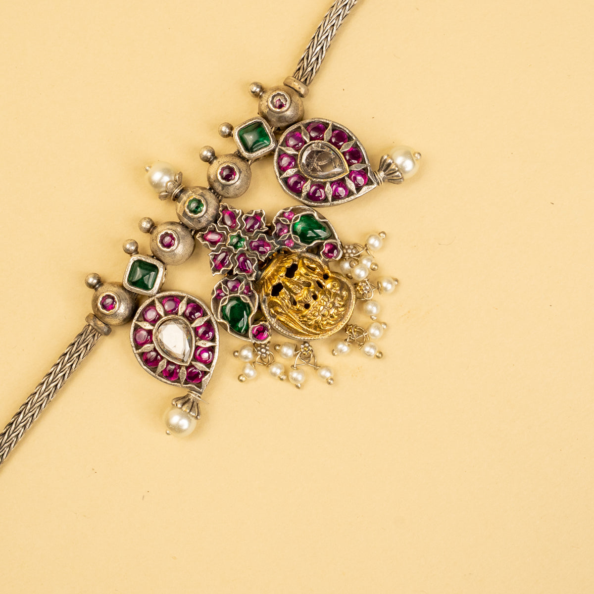 PAISLEY PREMIUM KEMP STONE HANDMADE  RAW FIRE FINISH  CHOKER WITH EARRINGS CH130