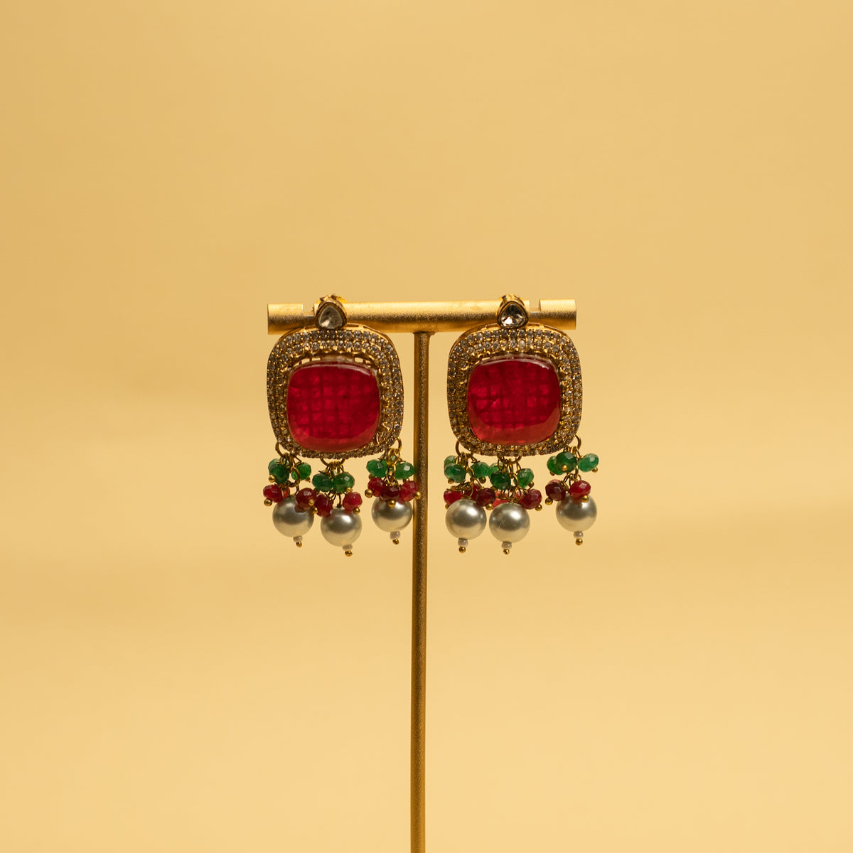 VINOBA BRIDAL PREMIUM DOUBLET STONE PEARL AND POLKI HANDMADE NECKLACE WITH EARRING NL306