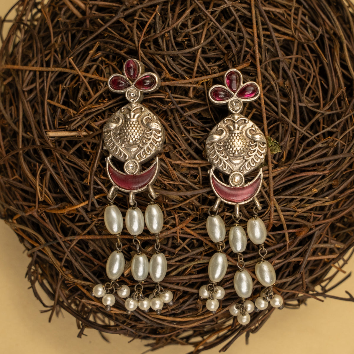 VIOLET SEMI HANDMADE BIJOUX PREMIUM  RUSTIC FINISH CHOKER WITH EARRING CH517