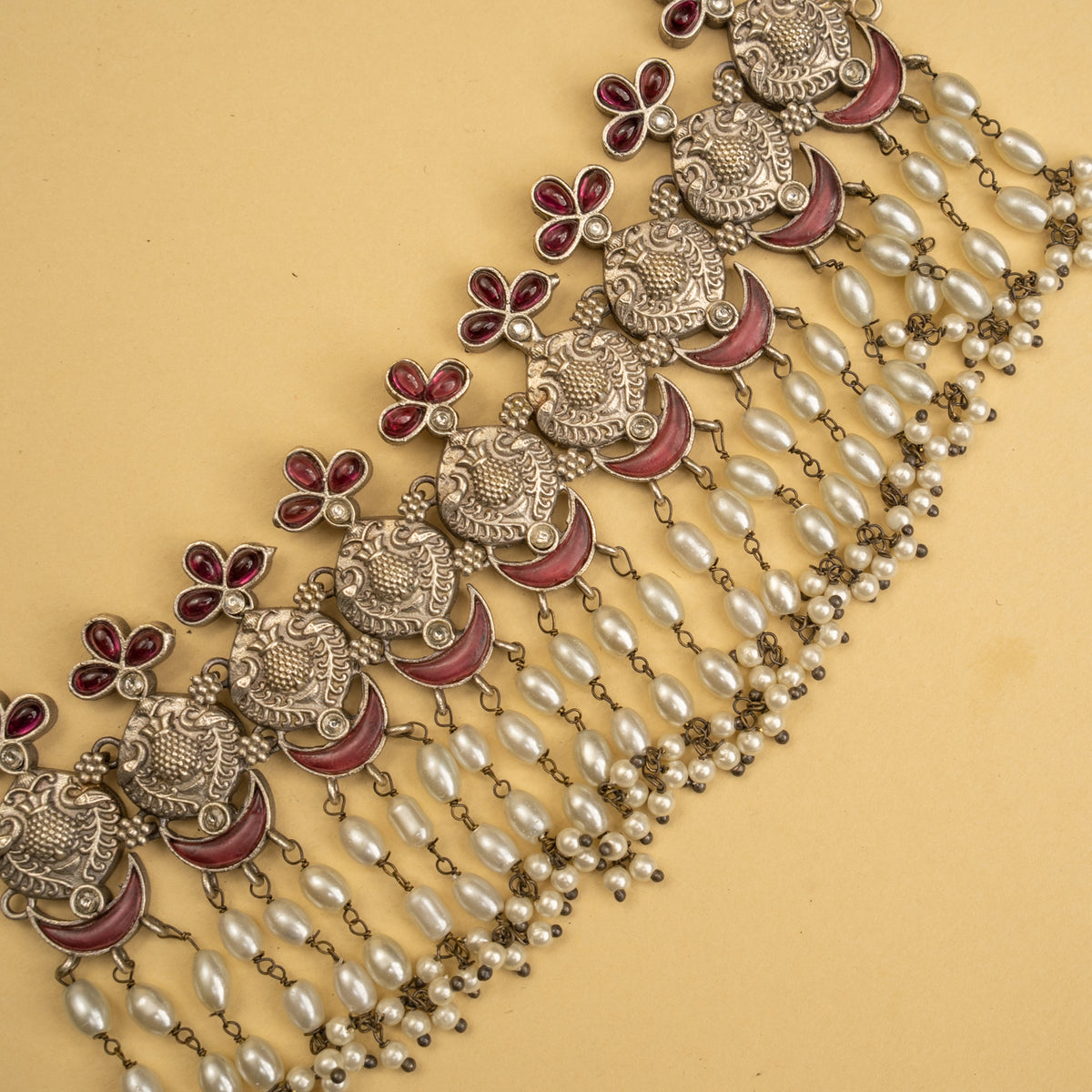 VIOLET SEMI HANDMADE BIJOUX PREMIUM  RUSTIC FINISH CHOKER WITH EARRING CH517