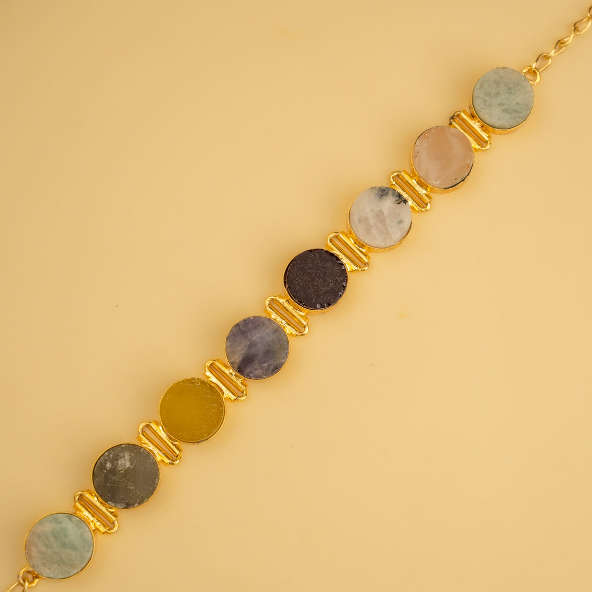 AZARI BIJOUX RAW STONE GOLD TONED HANDMADE CHOKER WITH EARRINGS CH427