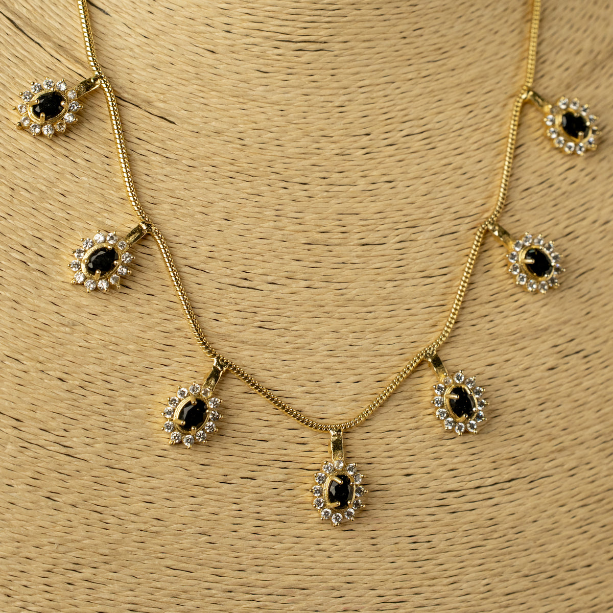 MEGNA SEMI HANDMADE MONALISA AND AD STONES STONES NECKPIECE/NECKLACE EARRINGS NL319