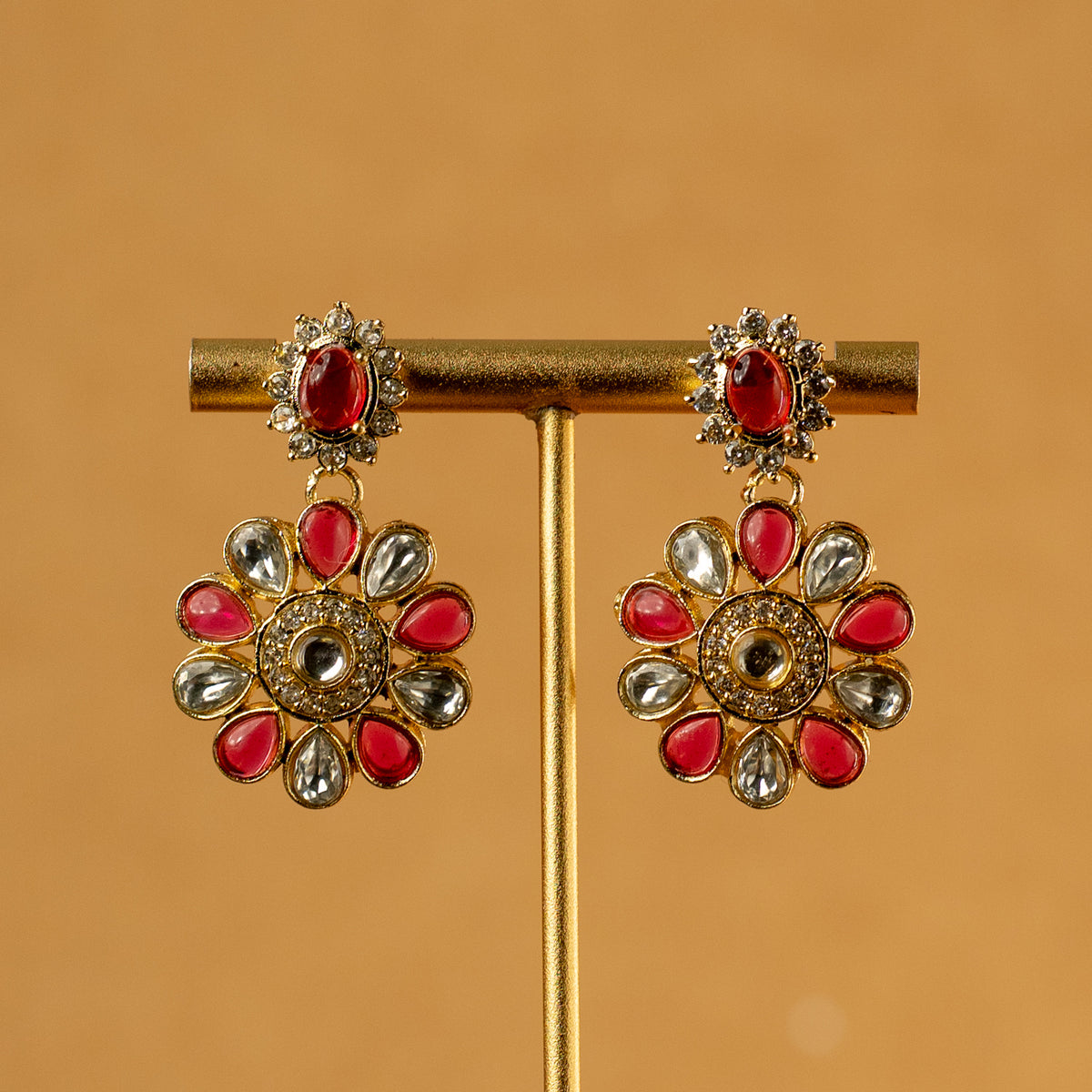 VRITHUNYA SEMI HANDMADE MONALISA AND AD STONES STONES NECKPIECE/NECKLACE EARRINGS NL318