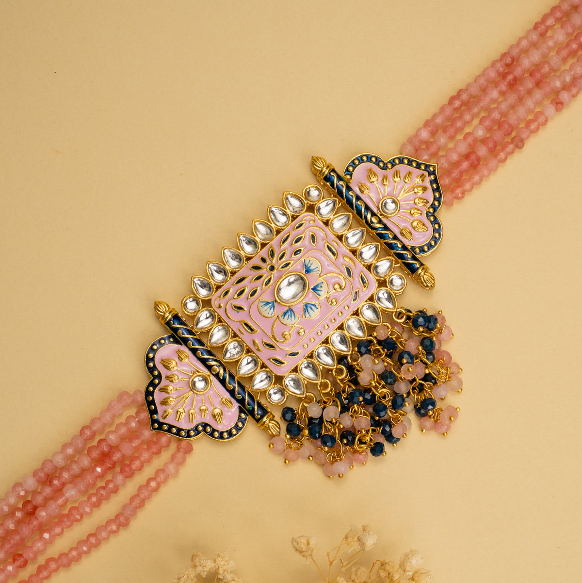 NATALIA BIJOUX PREMIUM AND EXCLUSIVE ONEX BEADS MEENAKARI HANDMADE CHOKER WITH EARRINGS CH213