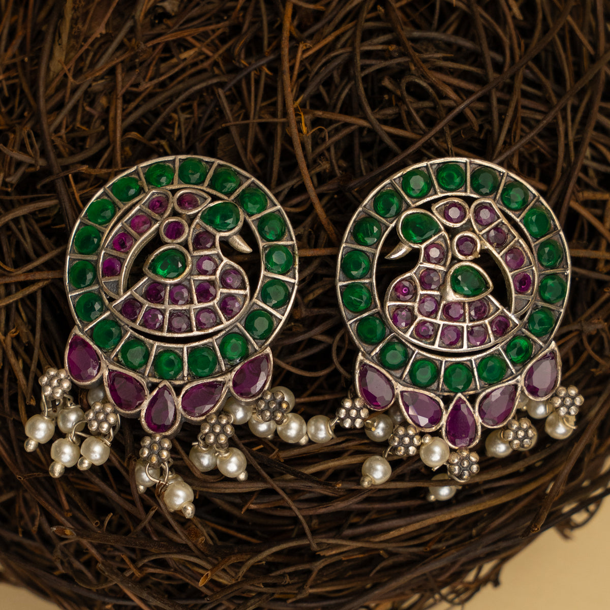 AARNA BIJOUX PREMIUM AND EXCLUSIVE SEMI HANDMADE RUSTIC FINISH CHOKER WITH EARRINGS CH136