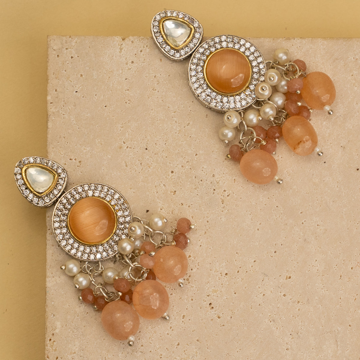 IRIS BIJOUX PREMIUM AND EXCLUSIVE POLKI AND MONALISA BEADS HANDMADE CHOKER WITH EARRINGS CH214