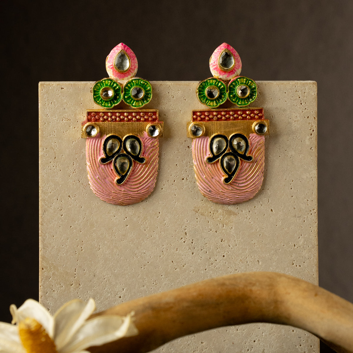 KEZIA SEMI HANDMADE PAINTED EARRING/STUD ER608