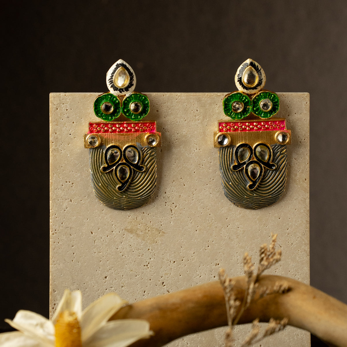 KEZIA SEMI HANDMADE PAINTED EARRING/STUD ER608