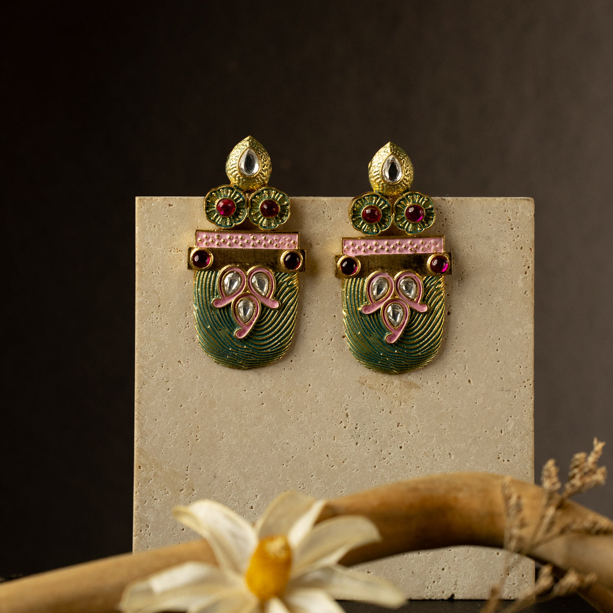 KEZIA SEMI HANDMADE PAINTED EARRING/STUD ER608