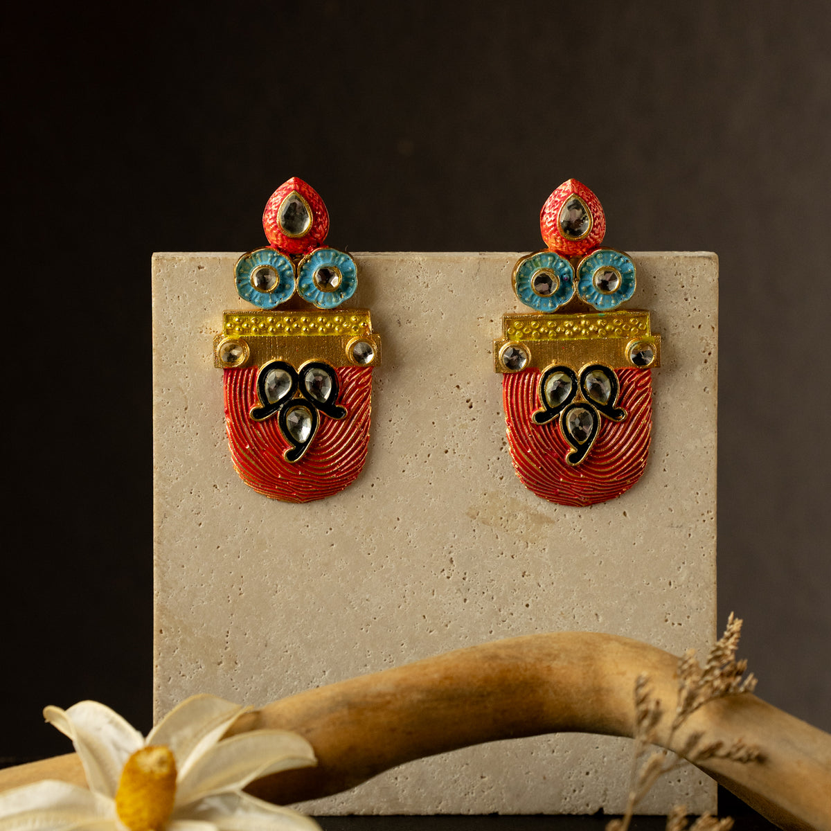 KEZIA SEMI HANDMADE PAINTED EARRING/STUD ER608