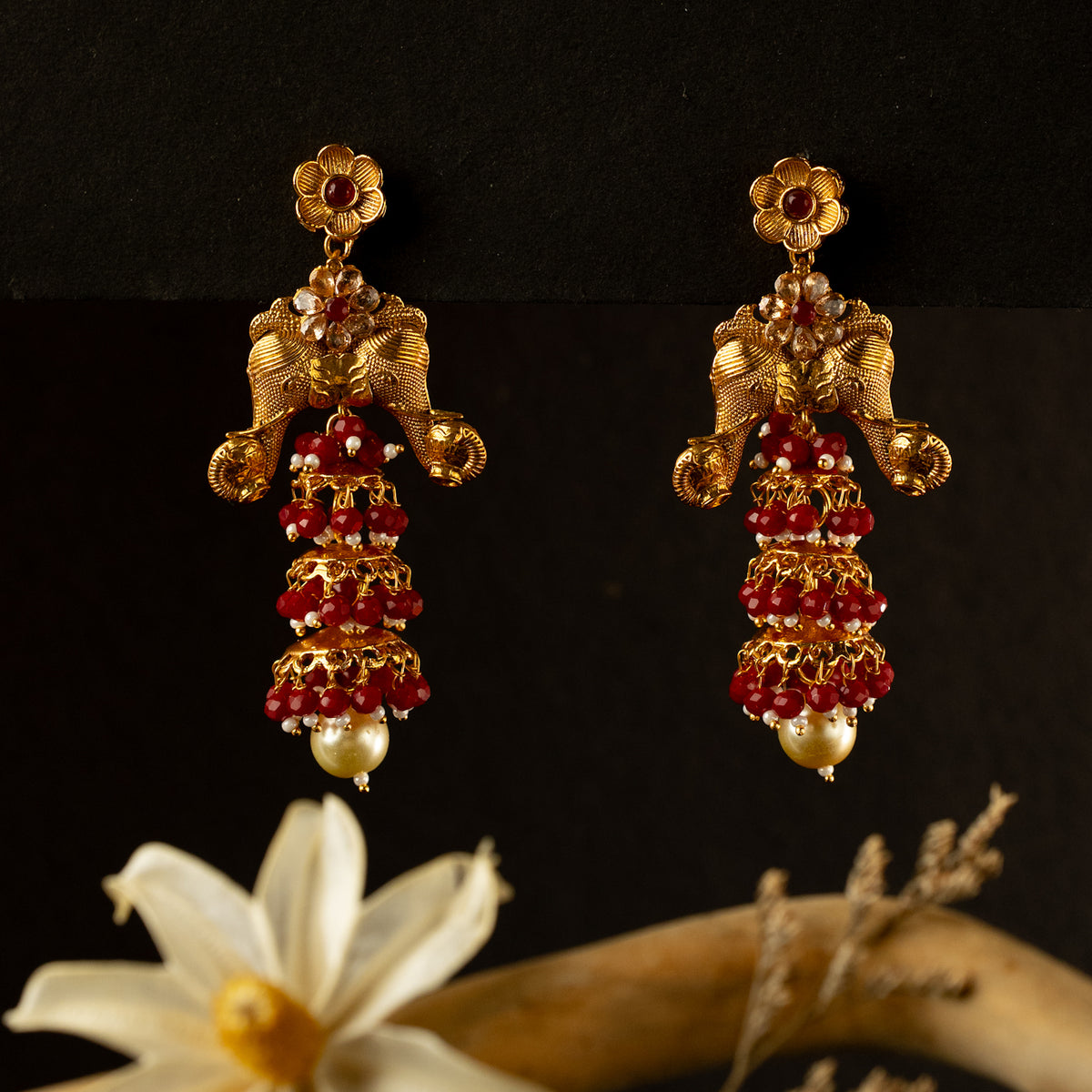 LEAH GOLDTONED ANTIQUE EARRINGS ER410