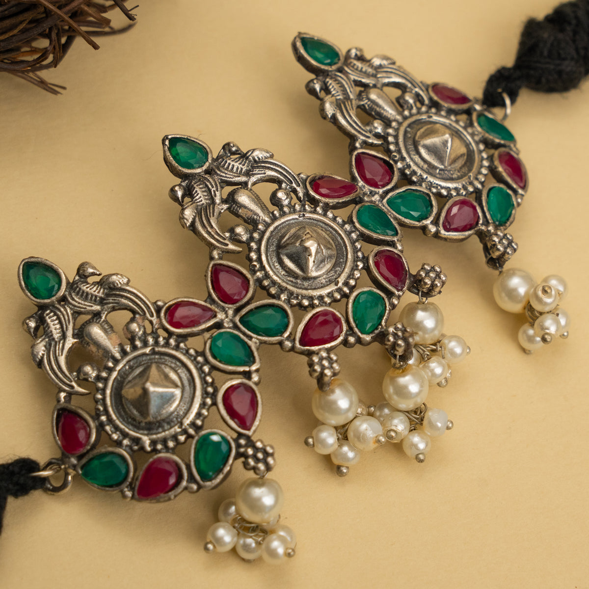 HAZEL BIJOUX RAW AND RUSTIC SEMI HANDMADE CHOKER WITH EARRINGS CH104