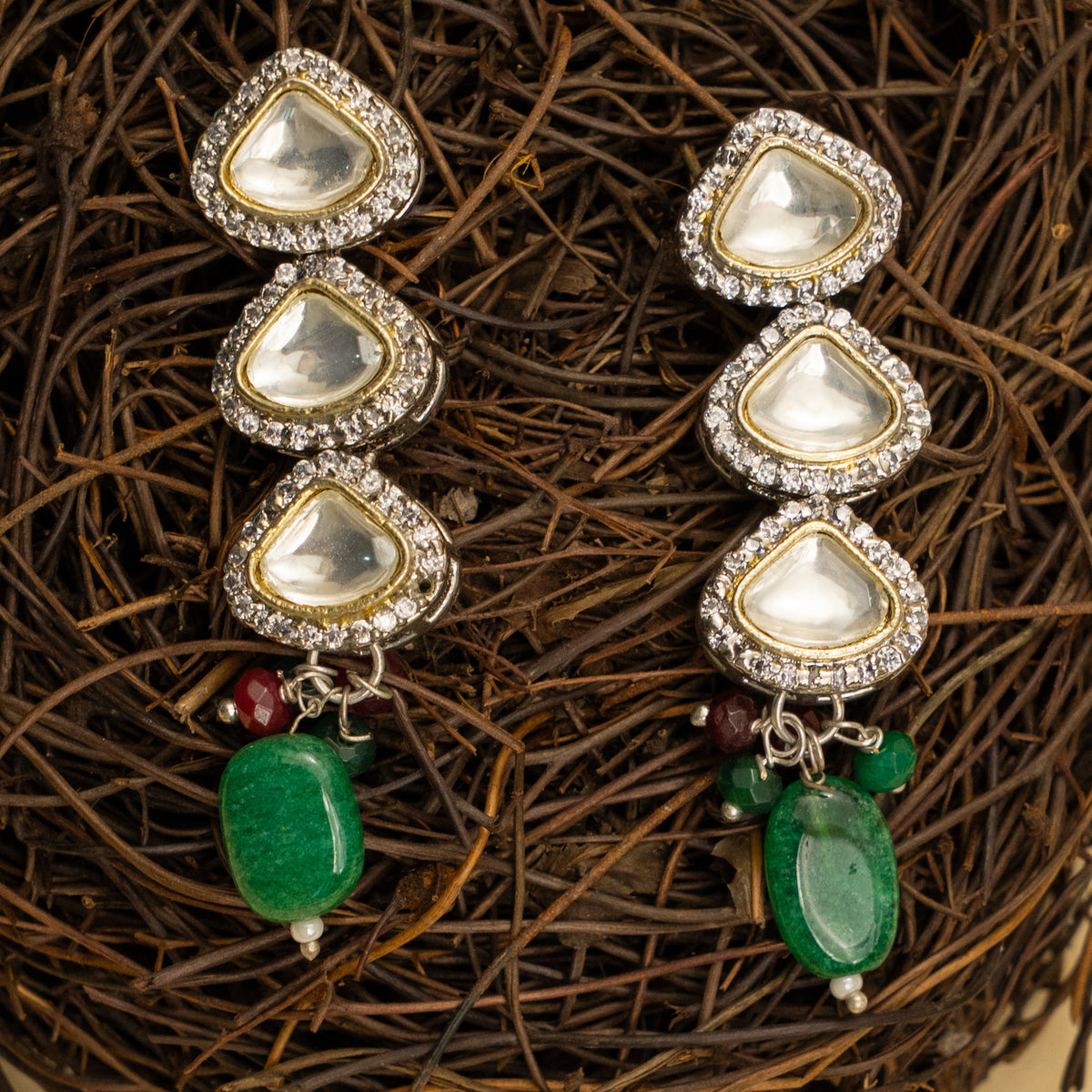 MILA BIJOUX POLKI AND ONEX BEADS HANDMADE CHOKER WITH EARRINGS CH107